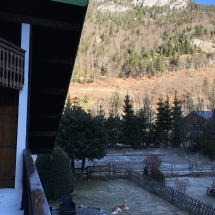 View from the Breakfast Terrace to the garden & Mont Jorat in March